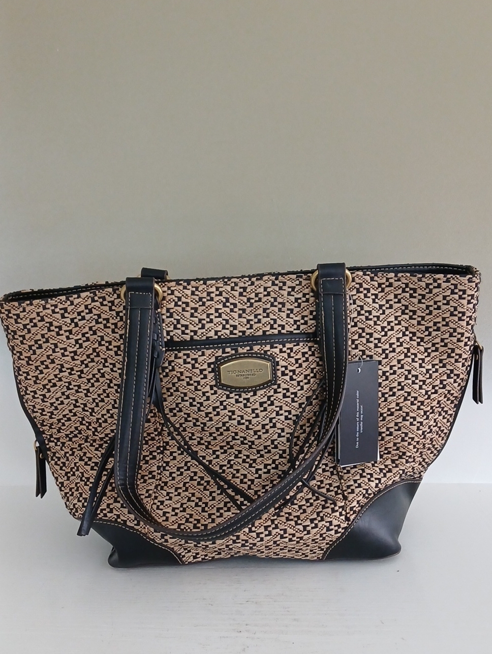 Tignanello Beige and Black Patterned Tote